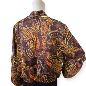 Marisol Printed Tie-Neck Banded-Waist Top