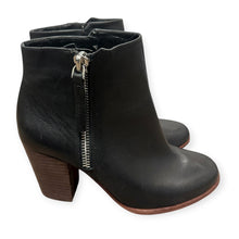 Load image into Gallery viewer, Gianni Bini Chellie Black Leather Ankle Boots with Wooden Heel