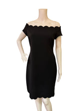 Load image into Gallery viewer, Premier Amour Black Off-Shoulder Scallop Hem Dress