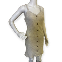 Load image into Gallery viewer, Ribbed Button Front Knit Slip Dress in Light Heather Gray