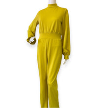 Load image into Gallery viewer, Satin Long Sleeve High Neck Jumpsuit