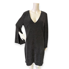 Load image into Gallery viewer, Black Glitter V-Neck Dress