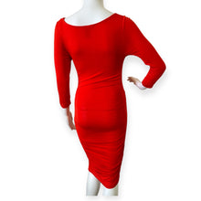 Load image into Gallery viewer, Red-Orange scrunched Bodycon Dress