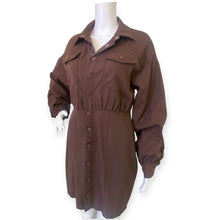 Load image into Gallery viewer, Pretty Little Thing Brown Button-Up Dress