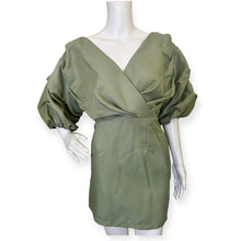 Load image into Gallery viewer, Sage Green Off The Shoulder Ruched Bodycon Dress