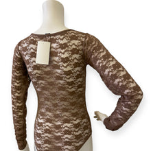 Load image into Gallery viewer, Elegant Brown Lace Long Sleeve Leotard