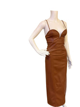 Load image into Gallery viewer, Zara Blogger Strapless Faux Leather Brown Maxi Dress