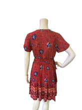 Load image into Gallery viewer, Zesica Red Floral V-Neck Short Sleeve Dress
