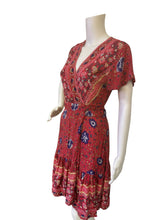 Load image into Gallery viewer, Zesica Red Floral V-Neck Short Sleeve Dress
