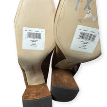 Load image into Gallery viewer, Sam Edelman Suede Stacked Heel Ankle Booties, Camel Brown