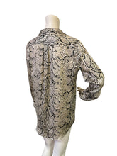 Load image into Gallery viewer, Women's Equipment Femme 100% silk Snake Print Button-Up Blouse - Beige/Black