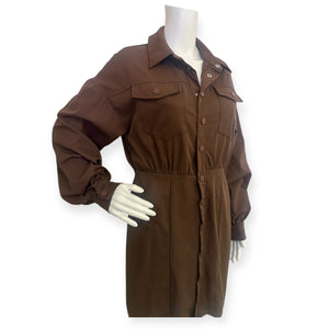 Pretty Little Thing Brown Button-Up Dress