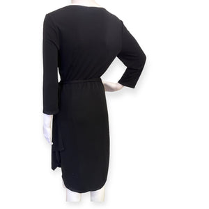 BCBG Paris Womens Black 3/4 Sleeve Wrap Dress