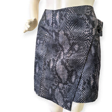 Load image into Gallery viewer, Grey Printed Button Detail Wrap Mini Skirt