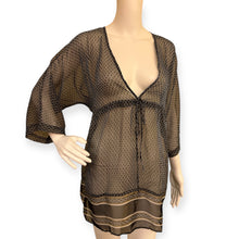 Load image into Gallery viewer, Sheer Black and Tan Swim Cover-Up