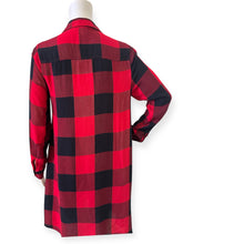 Load image into Gallery viewer, Red and Black Plaid Button-Up Shirt Dress