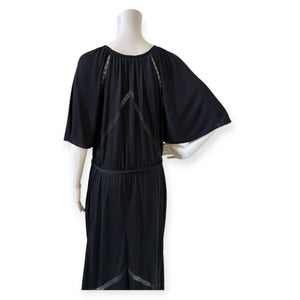 Scott Barrie Elegant Black Dress with Sheer Accents