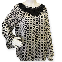 Load image into Gallery viewer, Edas Italian Designer Beige Geometric Retro 60&#39;s Style Blouse
