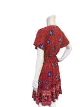 Load image into Gallery viewer, Zesica Red Floral V-Neck Short Sleeve Dress