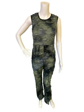 Load image into Gallery viewer, Textured Sleeveless Distressed Flare Pant Jumpsuit