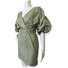 Load image into Gallery viewer, Sage Green Off The Shoulder Ruched Bodycon Dress