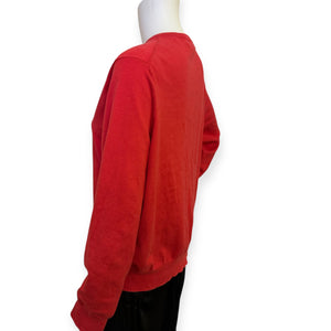 Women's Crew Neck Cardigan Sweater Red Button-Up