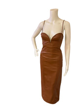 Load image into Gallery viewer, Zara Blogger Strapless Faux Leather Brown Maxi Dress