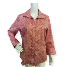 Load image into Gallery viewer, Red Geometric Patterned Button-Up Shirt