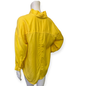 Crown & Ivy Women’s Yellow Ruffle V-Neck 3/4 Sleeve Blouse