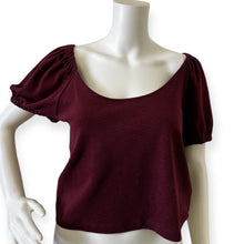 Load image into Gallery viewer, Women’s Puff Sleeve Scoop Neck Top in Burgundy