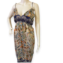 Load image into Gallery viewer, Sundance Paisley Print Spaghetti Strap Dress in Navy, Teal &amp; Orange