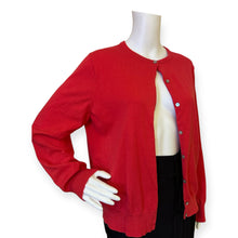 Load image into Gallery viewer, Women&#39;s Crew Neck Cardigan Sweater Red Button-Up