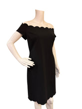 Load image into Gallery viewer, Premier Amour Black Off-Shoulder Scallop Hem Dress