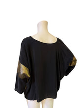 Load image into Gallery viewer, Amanda UpRichard Black Top with Gold Accent Sleeves