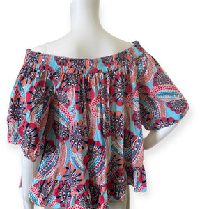 Crown & Ivy 3/4 Sleeve Printed Peasant Top