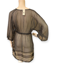 Load image into Gallery viewer, Sheer Black and Tan Swim Cover-Up