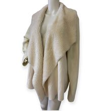 Load image into Gallery viewer, Ivory Sherpa Draped Cardigan Sweater