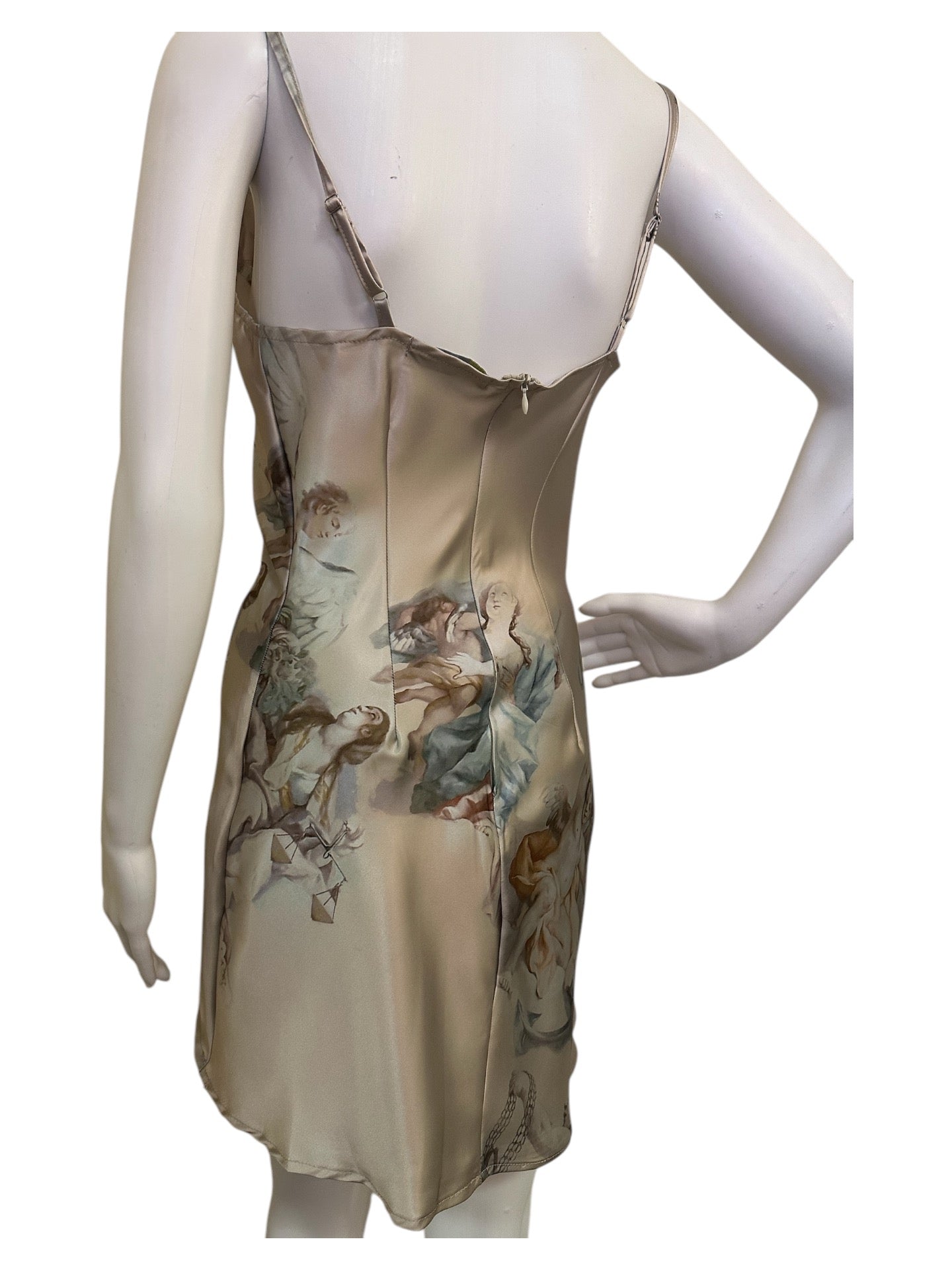 renaissance print mini dress Missguided high neck mini dress in brown renaissance print