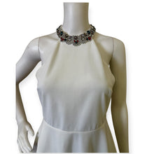 Load image into Gallery viewer, Lulus White Halter Neck Fit Rhinestone Flare Dress - Elegant Women's Party Dress