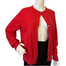 Load image into Gallery viewer, Women&#39;s Crew Neck Cardigan Sweater Red Button-Up
