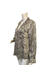 Load image into Gallery viewer, Women's Equipment Femme 100% silk Snake Print Button-Up Blouse - Beige/Black
