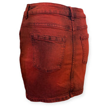 Load image into Gallery viewer, Red Acid Wash Denim Skirt