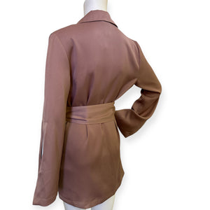 Elegant Blush Women's Belted Blazer