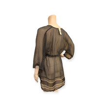 Load image into Gallery viewer, Sheer Black and Tan Swim Cover-Up