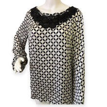 Load image into Gallery viewer, Edas Italian Designer Beige Geometric Retro 60&#39;s Style Blouse