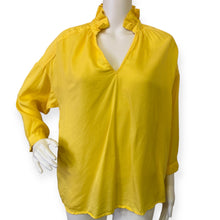 Load image into Gallery viewer, Crown &amp; Ivy Women’s Yellow Ruffle V-Neck 3/4 Sleeve Blouse