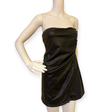 Load image into Gallery viewer, Elegant Black Faux Leather Strapless Dress
