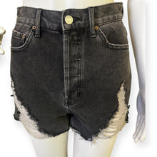 Load image into Gallery viewer, Vintage High-Waist Distressed Black Denim Shorts