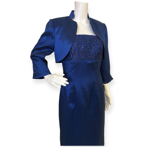 Elegant Sean Couture Beaded Spaghetti Strap Bolero Jacket with Dress