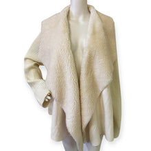 Load image into Gallery viewer, Ivory Sherpa Draped Cardigan Sweater